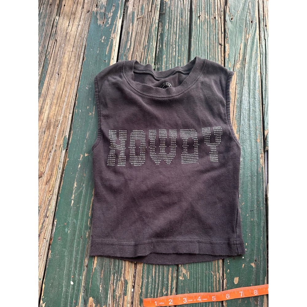 Urban Outfitters Howdy Rhinestone Cutout Back Muscle Tank Top Black Small